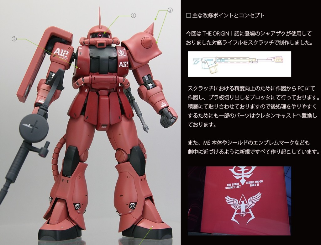 SRAK FACTORY's Custom: MG 1/100 CHAR's ZAKU II THE ORIGIN. Full Photo REVIEW, Info