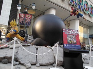 Life-Size Goku & Luffy statues duke it out with overturned 