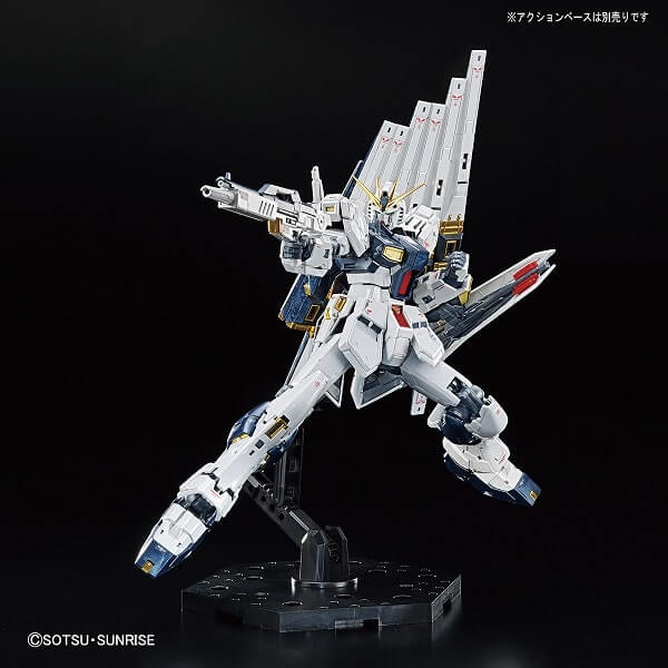 Nu Gundam Titanium Finish on dedicated display stand