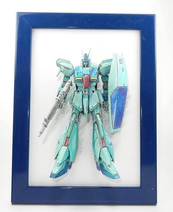 refined gundam zeta mounted on a picture frame